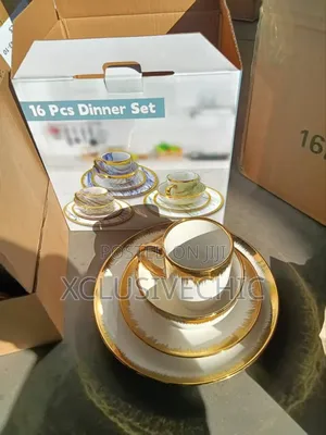 16pcs White With Gold Tip Dinnerware Sets