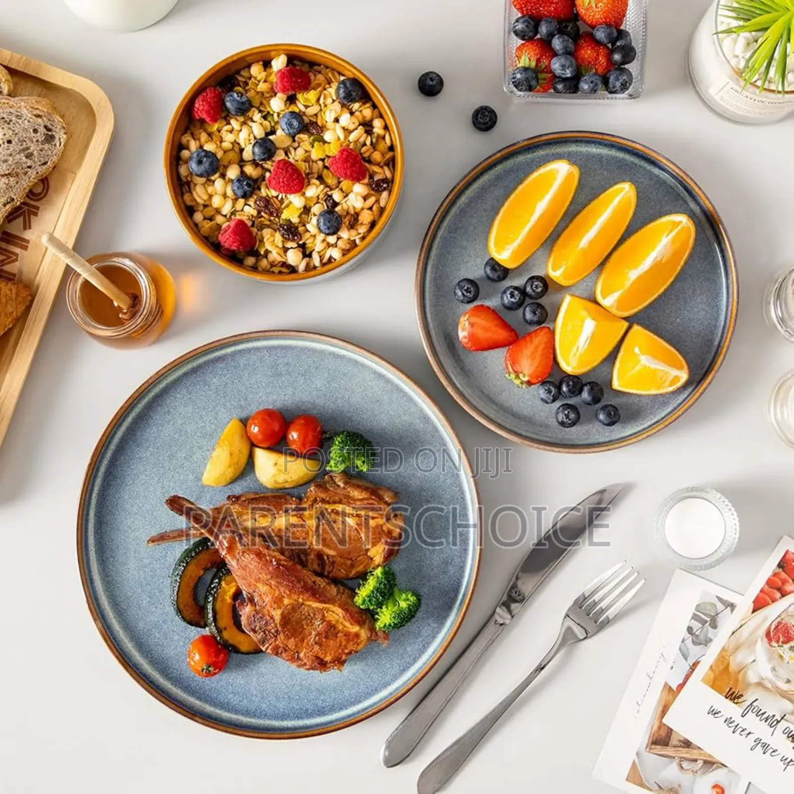 Blue Dinnerware Sets For Kitchen - 12pcs