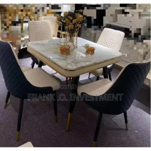 Square Marble Dinning and 4 Leather Chairs