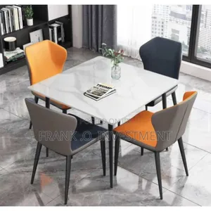 Square Dinning Table + 4 Leather Chairs