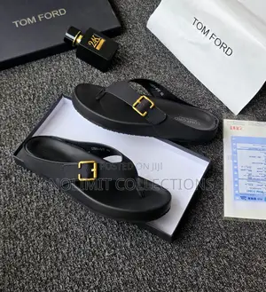 Tom Ford Leather Platform Slides With Rubber Sole