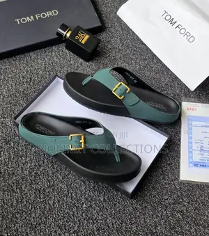 Tom Ford Leather Platform Slides With Rubber Sole