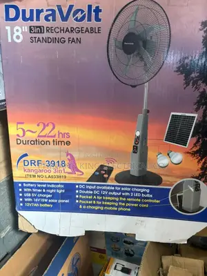 Duravolt Rechargeable Standing Fan With Led