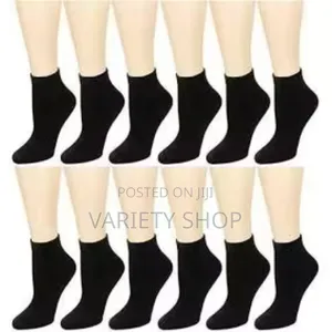 12 Pairs Unisex Ankle Socks Black
