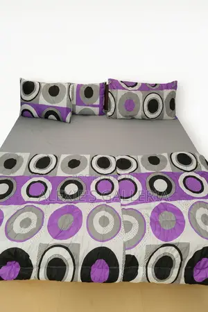 Plain Cotton Bedsheet/ Luxe Duvet and 4 Pillow Covers - 7x6 - Grey