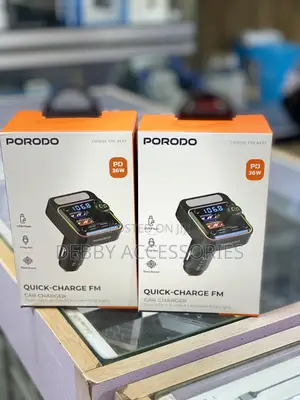 Porodo Quick-Charge Fm Car Charger (Dual Usb-C Usb-A).