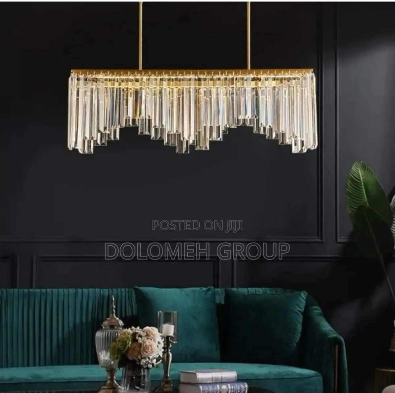 Rectangular Linear Crystal Chandelier