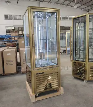 Standing Cake Display Chiller Gold Color