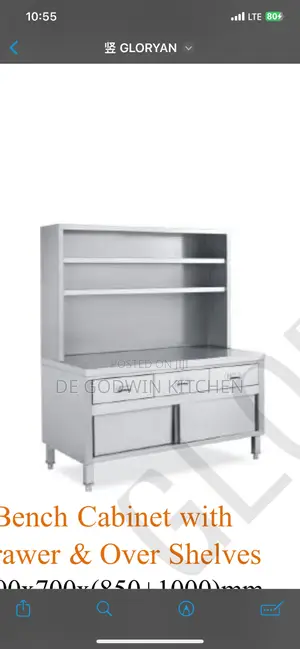 Cabinet Stainless Steel Table With Upper Shelve