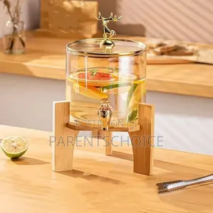 Leomord Glass Beverage Dispenser With Bamboo Stand -3.6l Capacity