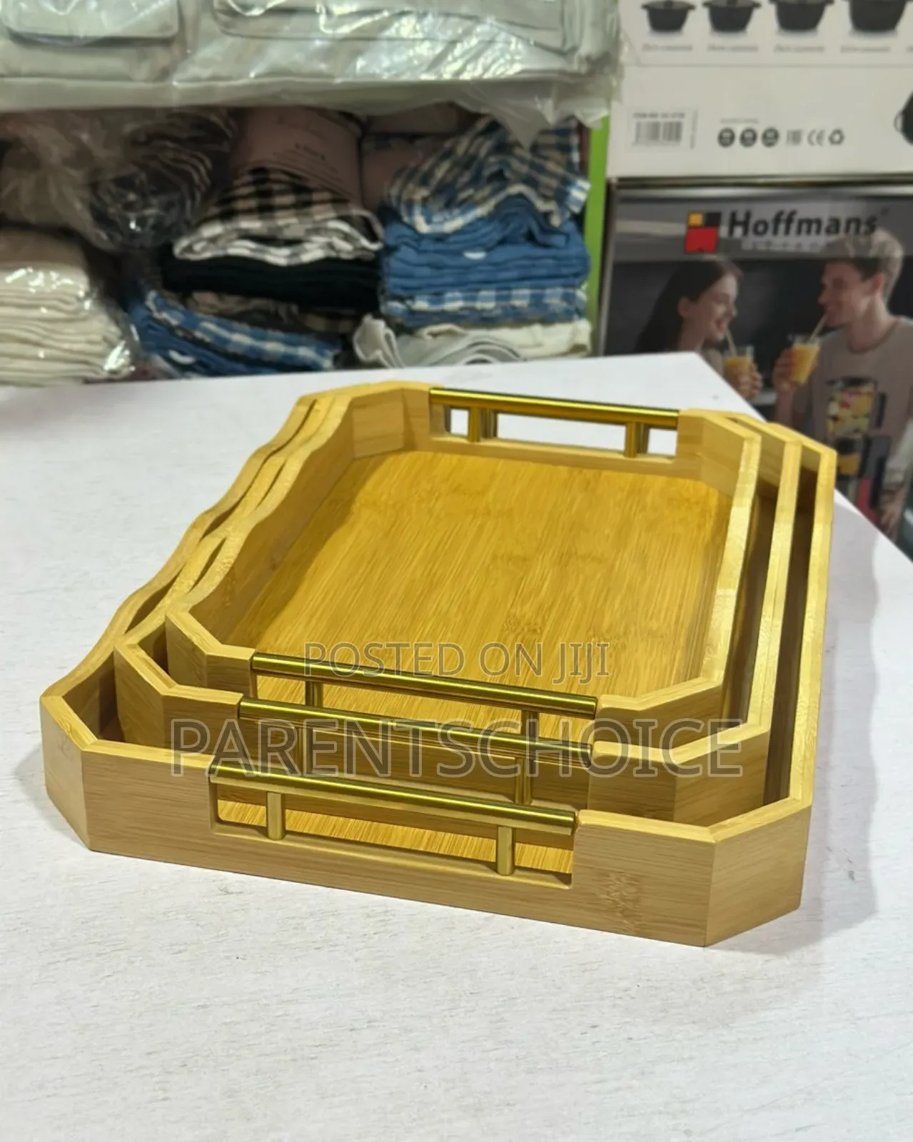 Bamboo Serving Tray With Handles - 3 Sizes