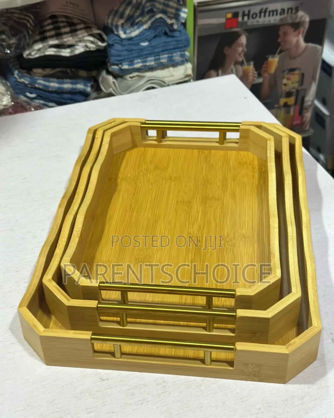 Bamboo Serving Tray With Handles - 3 Sizes