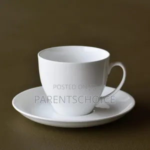Fine Ceramic 6pcs Tea Cup and 6pcs Saucer Set White 280 Ml