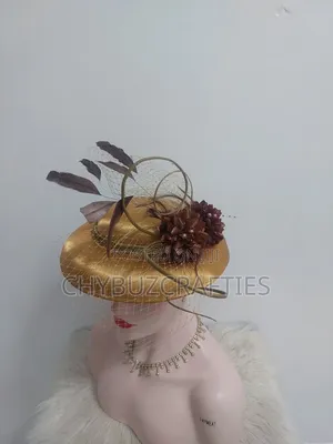 Gold and Mint Green Boater Hat