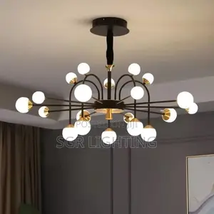 Designer High-End Gold Black Led Chandelier