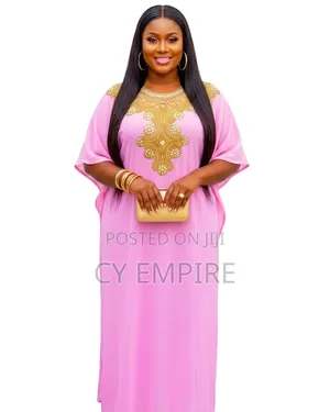 The Crystal-Embellished Pink Chiffon Kaftan