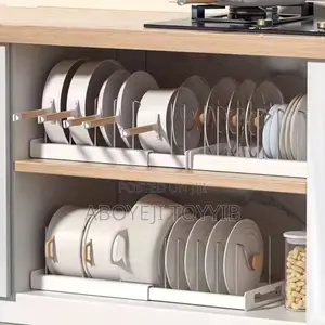 Expandable Kitchen Cabinet Pot Organizer Rack 