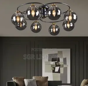 Smoky Gray/Amber Glass Ball Lampshade