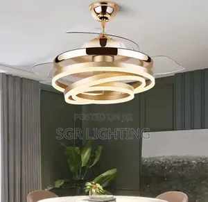 Luxury Ceiling Fan Light Bedroom Invisible Fan Light 6-speed Timer