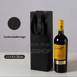 High-Quality Gift Packaging Paper Wine Bags With Ribbon Handle