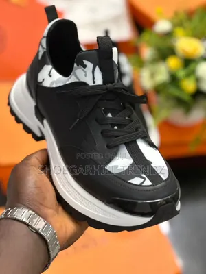 Quality Hermes Black and White Sneakers