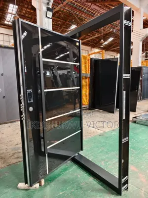 5ft Extra Height Silver on Black Executive Pivot Entrance Door