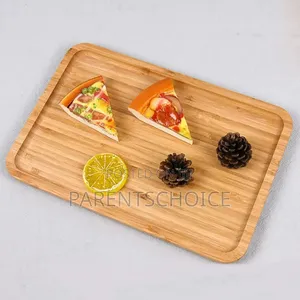 Bamboo Cheese Plate, Food Serving Saucer Wood Rectangular Platter