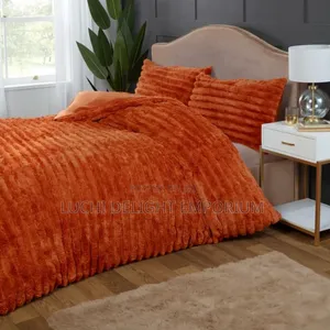 Burnt Orange Rabbit Fur Duvet Complete Set-(4/6,6/6,6/7,7/7 8/7)