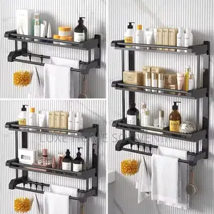 Wall Mounted Bathroom Storage Rack With Towel Holder
