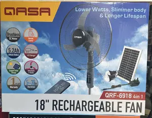 18’Inches Rechargeable Fan With Panel,Bulbs Li-Battery