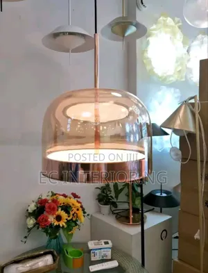 Modern Chrome Finished Rose Golden Glass Hemisphere Led