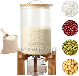 Rice Dispenser, Food Storage Containers, Glass Grain Container 5l/8l