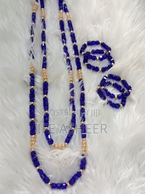 2 Layers Men Navel Length Royal Blue Mixed With Gold