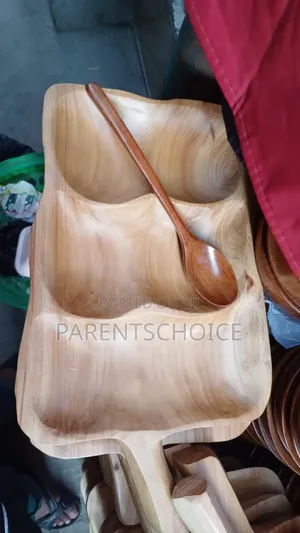 Three Separate Compartments Wooden Serving Platter