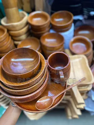 Wooden Plate Spoon and Cup 7pcs Set