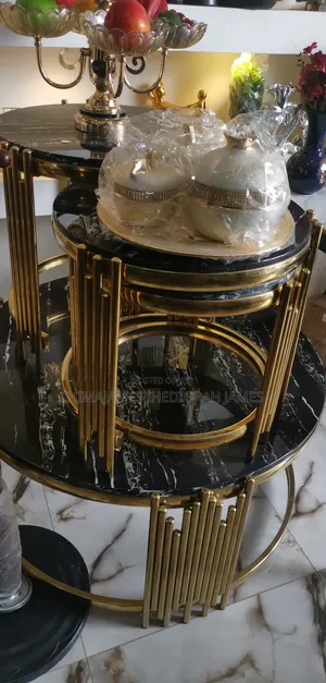 Minimalist Marble Top Black Metal Nesting Coffee Table Simple Modern