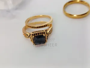 Couple Gold & Black Set Of Wedding Ring 0001