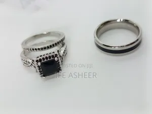 Couples Silver & Black Set Of Wedding Ring 0003