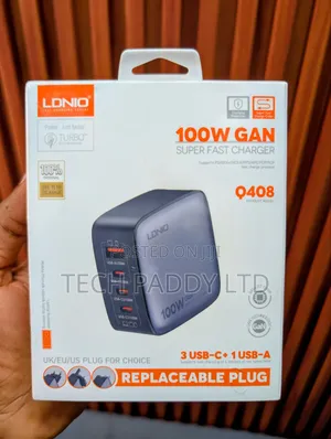 Ldnio 100w Gan Supper Fast Charger Q408 for Laptop, Phones and Tablets