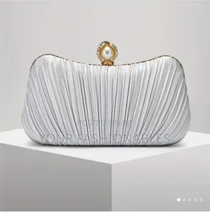 Silver Pleated Evening Clutch Purse