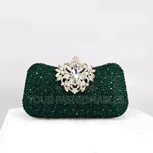 Green Stone Encrusted Clutch Purse