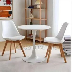 Round Dining Table Set With 2 Padded Restaurant Chairs