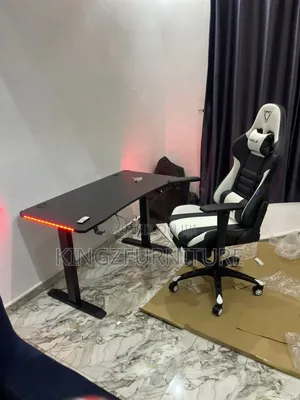 Furgle Gaming Chair and Adjustable Electric Desk Set,