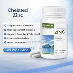 Chelated Zinc 100 Tablets Single. Zinc Supplement.