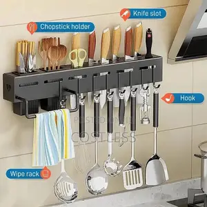 Multifunction Kitchen Organizer Wall-Mounted Knife Storage Shelf