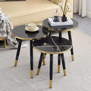 Luxury Marble Side Table With Black Stool
