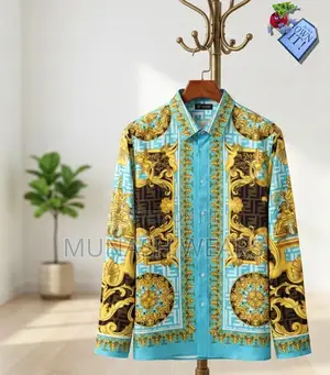 Classic Versace Shirt For Men Gold Design