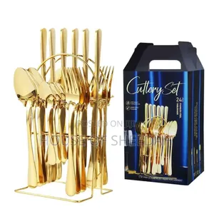 Piece Luxury Gold-Plated Stainless Steel Cutlery Set