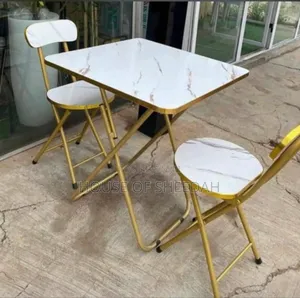 Marble Design Foldable Table and 1 Chair Set