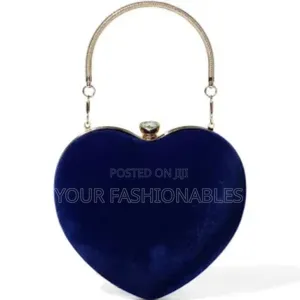 Blue Velvet Hearts Clutch Purse